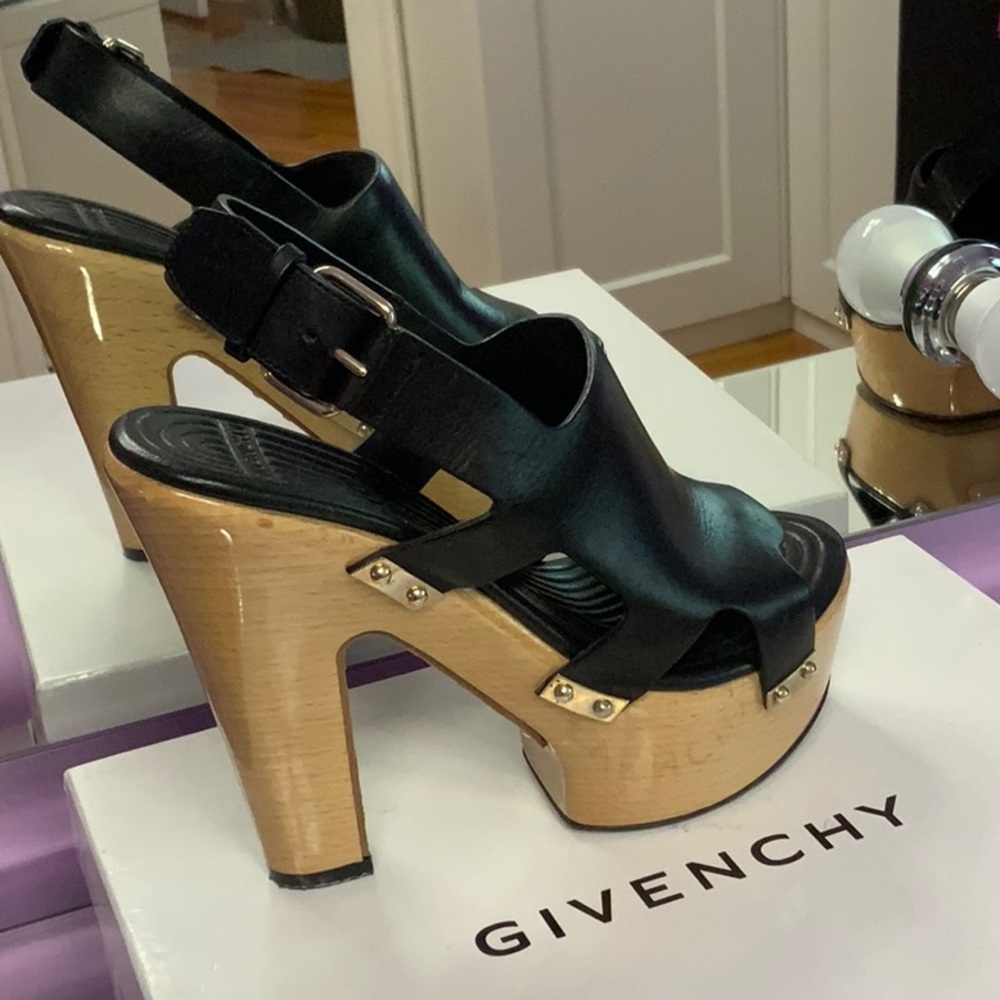Givenchy Leather and Wood Sandal